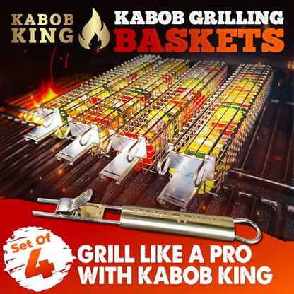 KABOB KING™ - Grilling Baskets with Detachable Handle