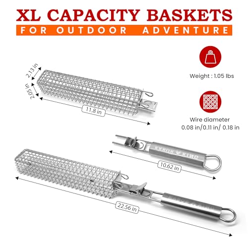 KABOB KING™ - Grilling Baskets with Detachable Handle