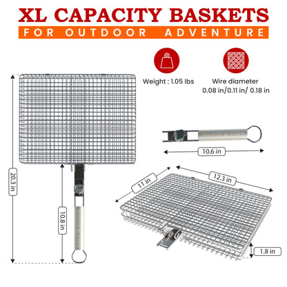 KABOB KING™ - Grilling Baskets with Detachable Handle